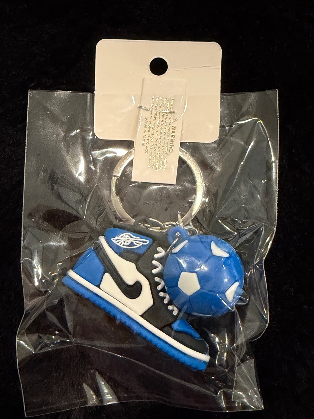 Blue Sneaker & Soccer Ball Kids Keychain
